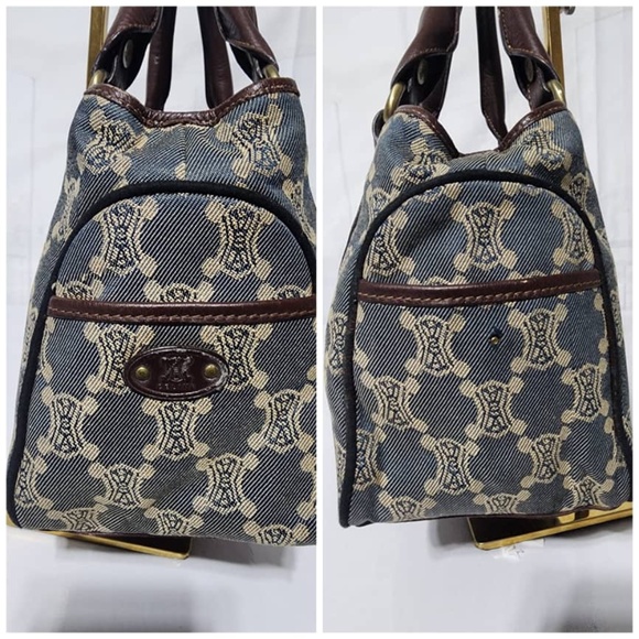 Authentic Céline Vintage Macadam Denim Boogie Handbag Blue/Brown - Picture 9 of 13